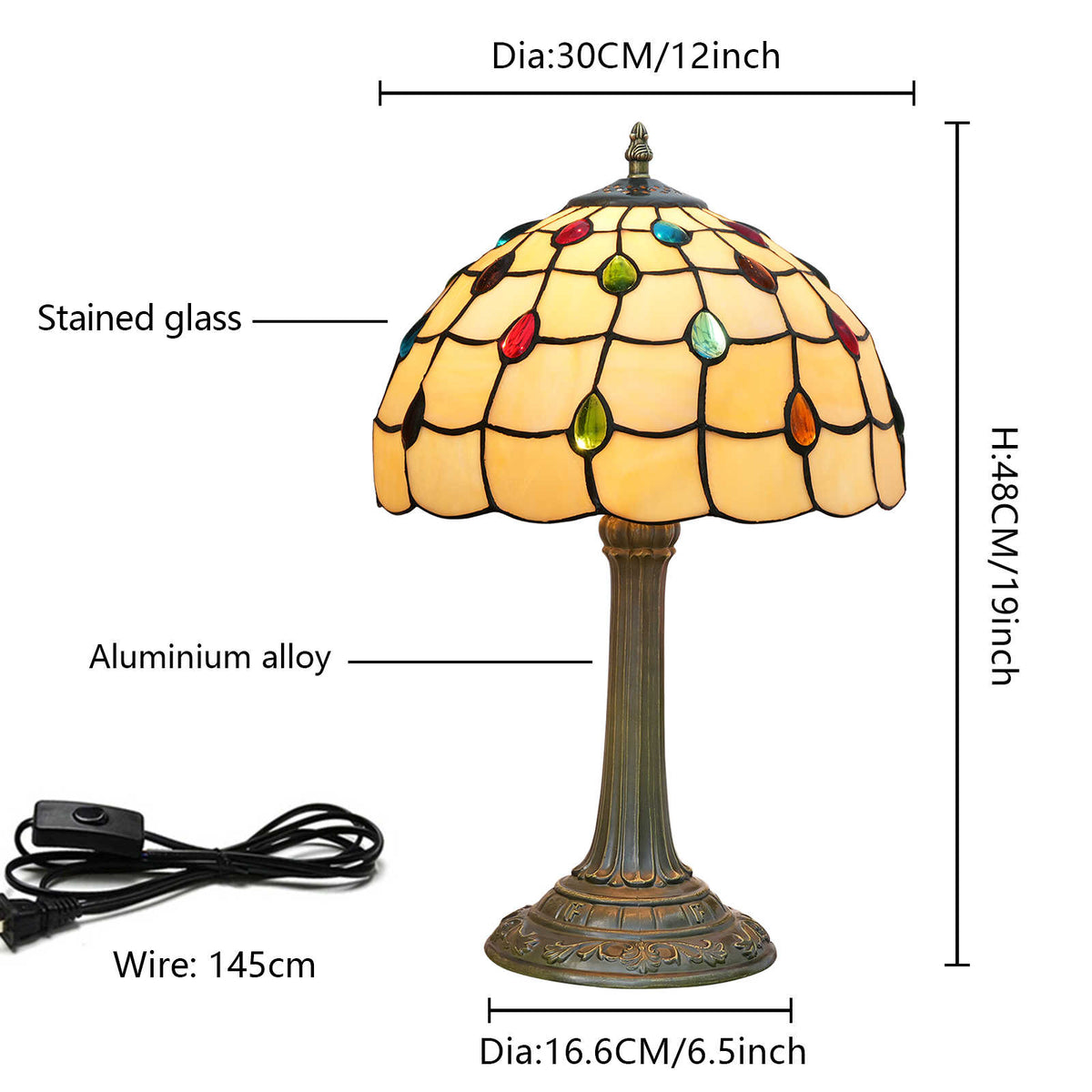 Tiffany Style Table Lamp with Colorful Drops