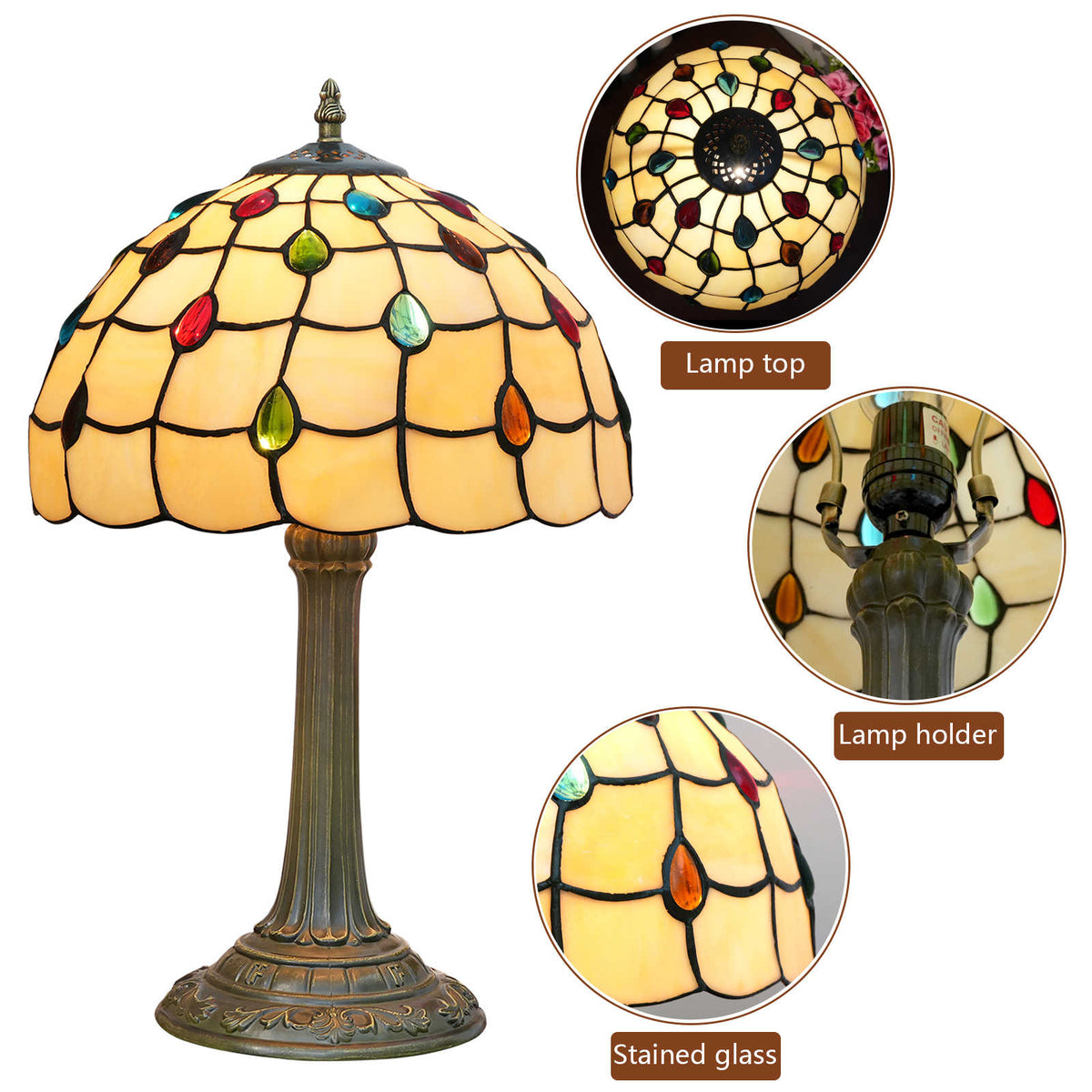 Tiffany Style Table Lamp with Colorful Drops