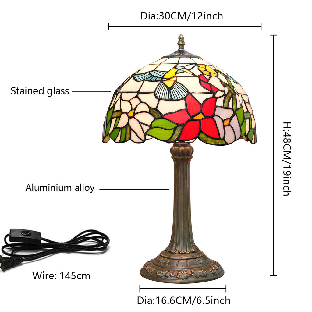 Tiffany Style Floral and Hummingbird Table Lamp