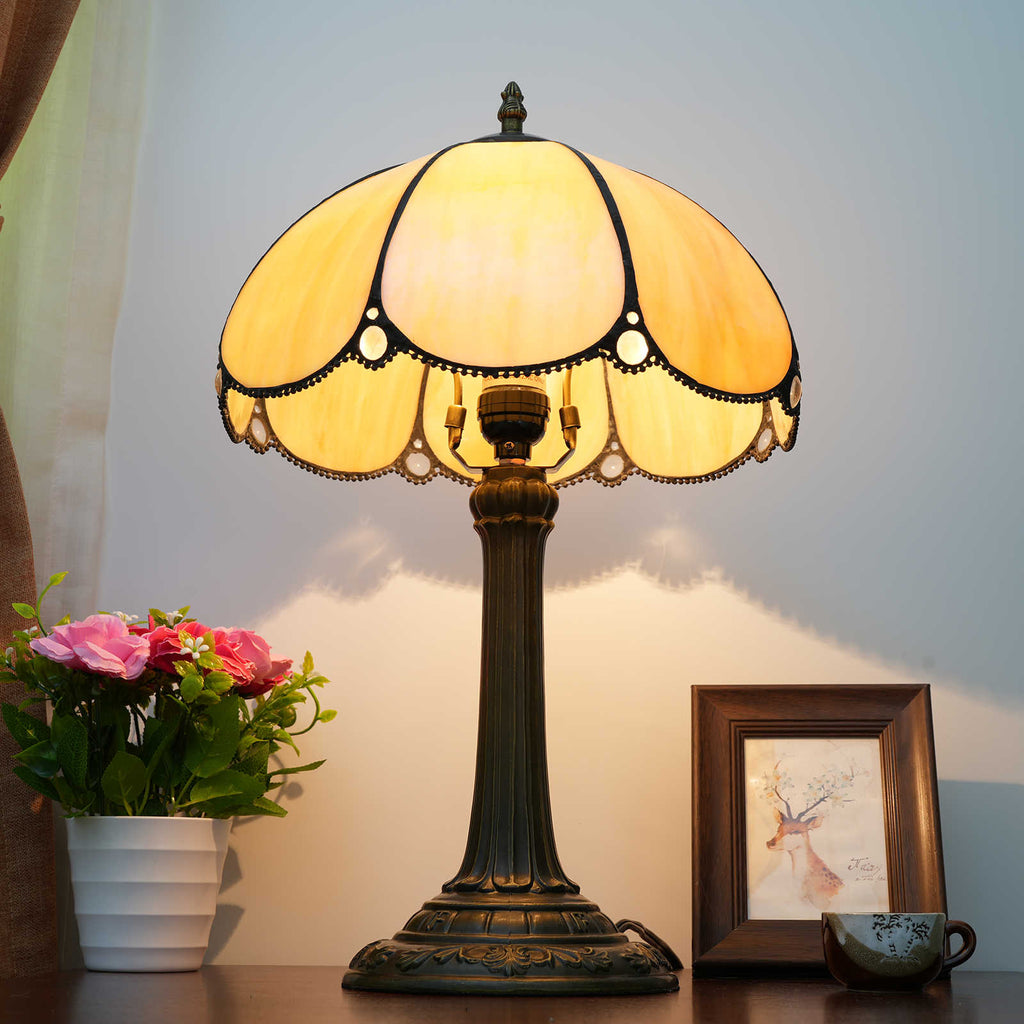 Tiffany Table Lamp in Amber Tinted Glass