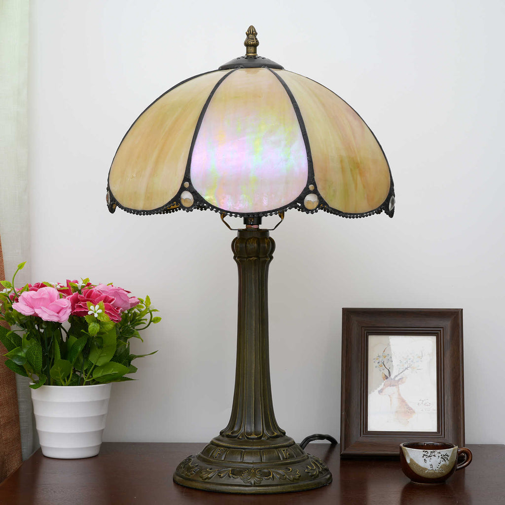 Tiffany Table Lamp in Amber Tinted Glass