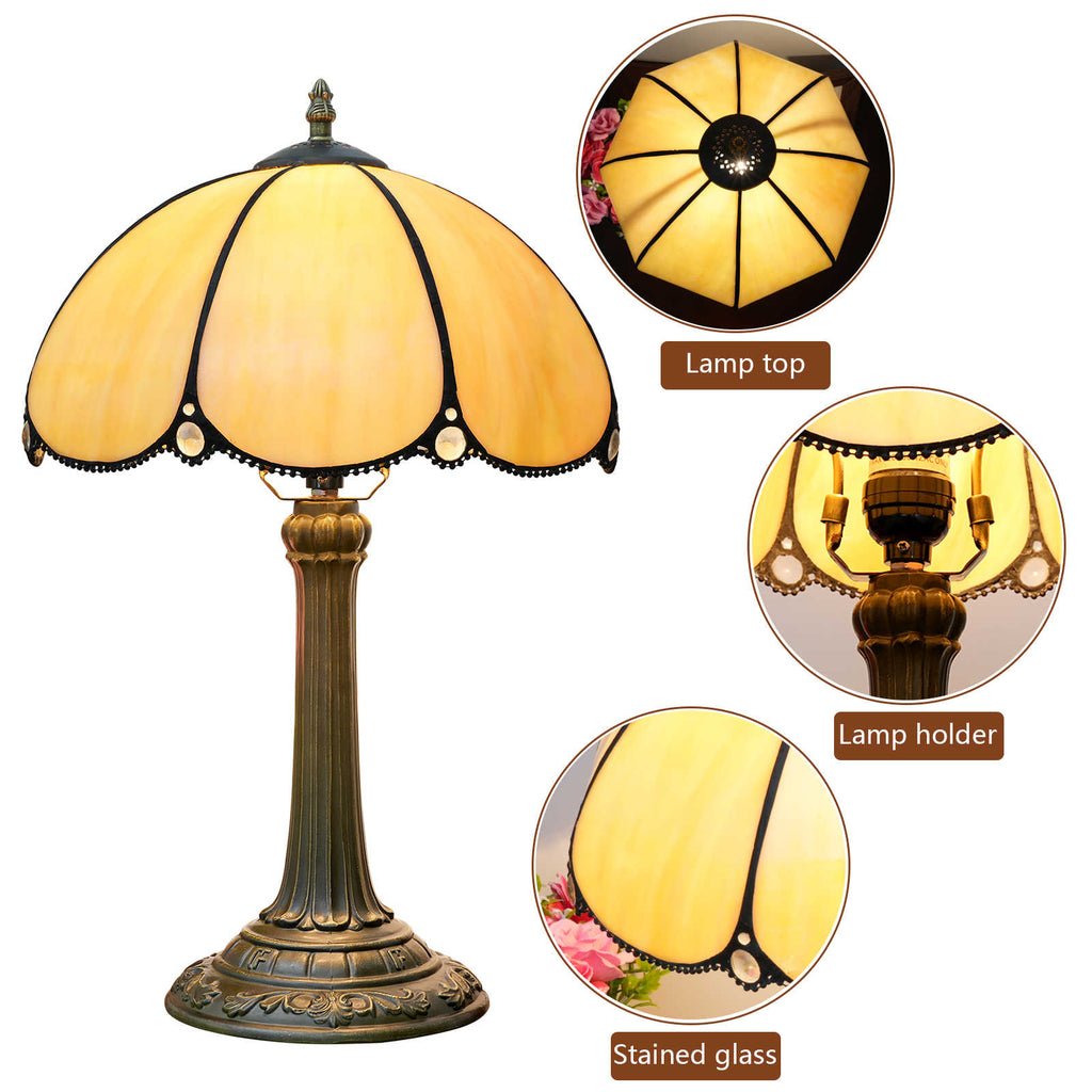Tiffany Table Lamp in Amber Tinted Glass