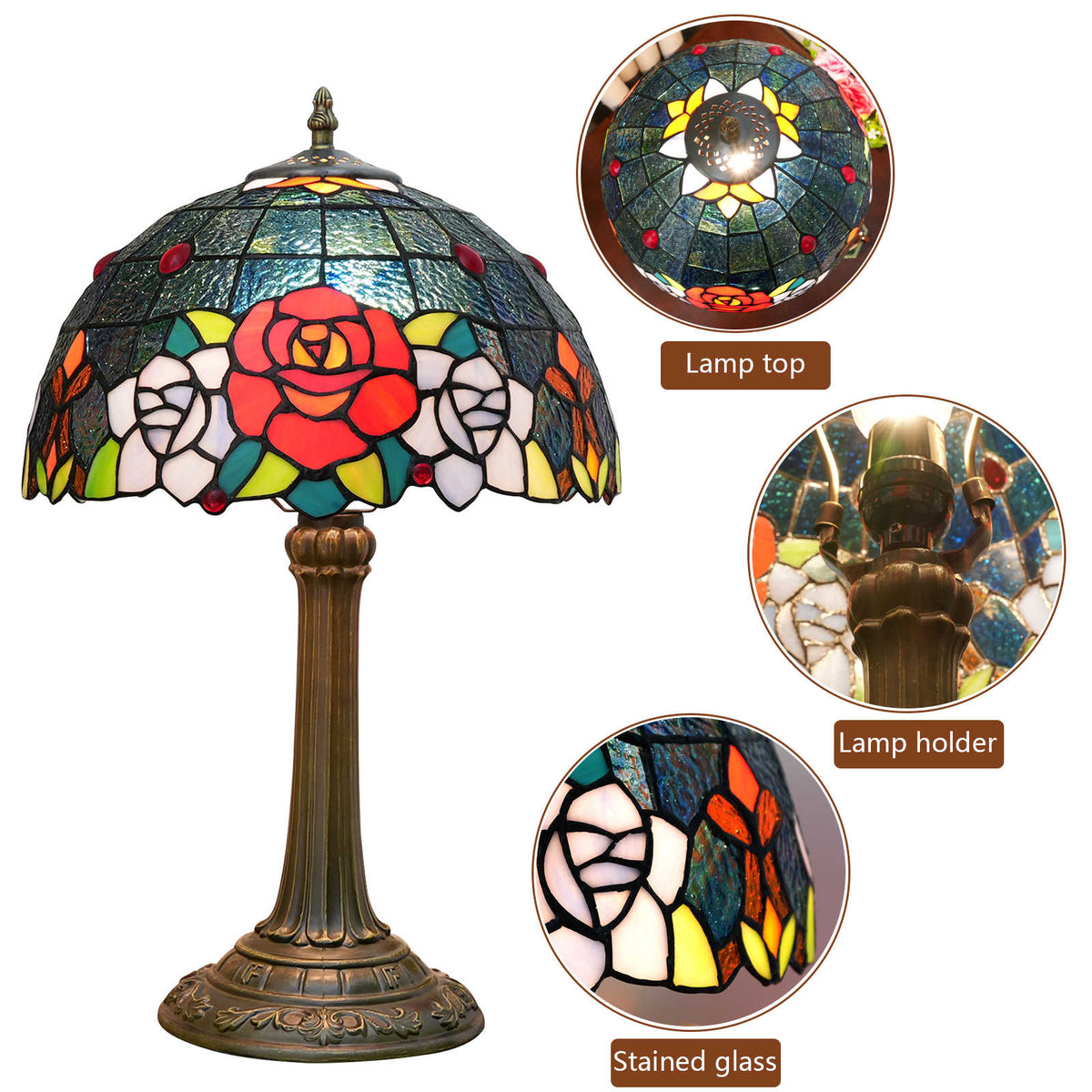 Tiffany Table Lamp in Pink and Bronze Tinted Glass