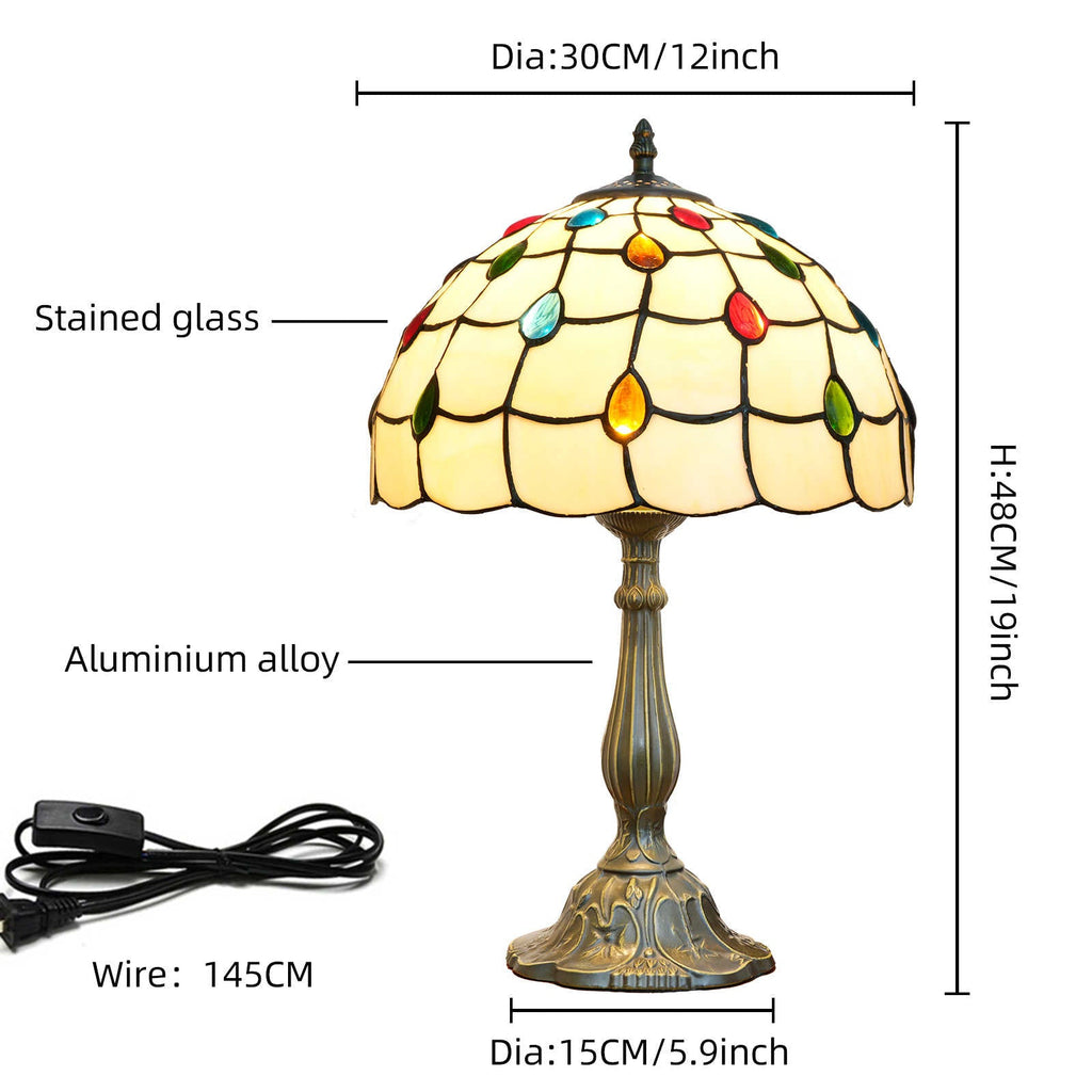 Tiffany Table Lamp in Multicolor Stained Glass Dome