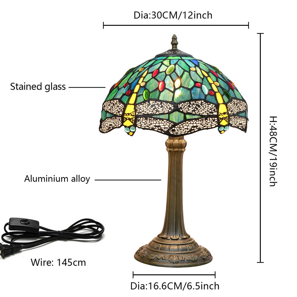 Tiffany Blue Dragonfly Table Lamp in Tinted Glass