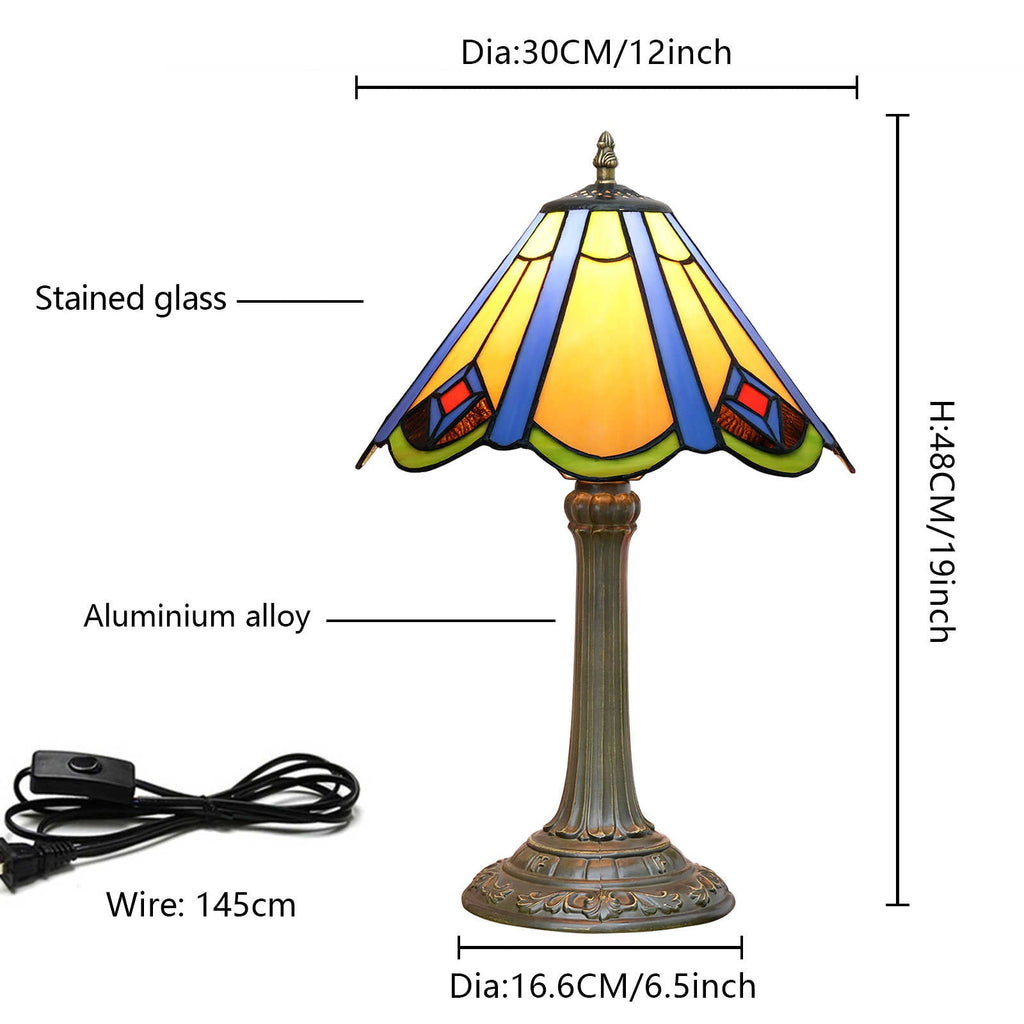 Tiffany Glass and Antique Bronze Table Lamp