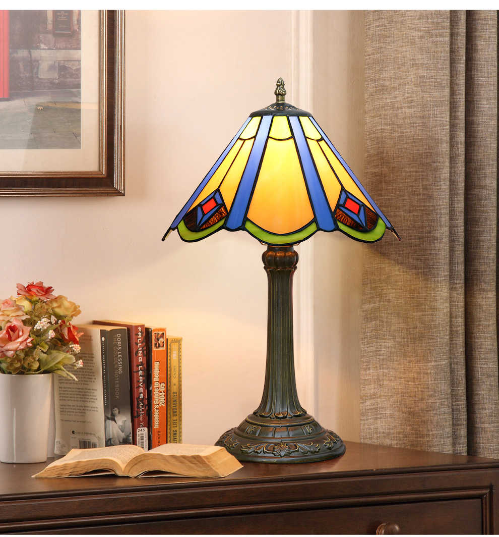 Tiffany Glass and Antique Bronze Table Lamp