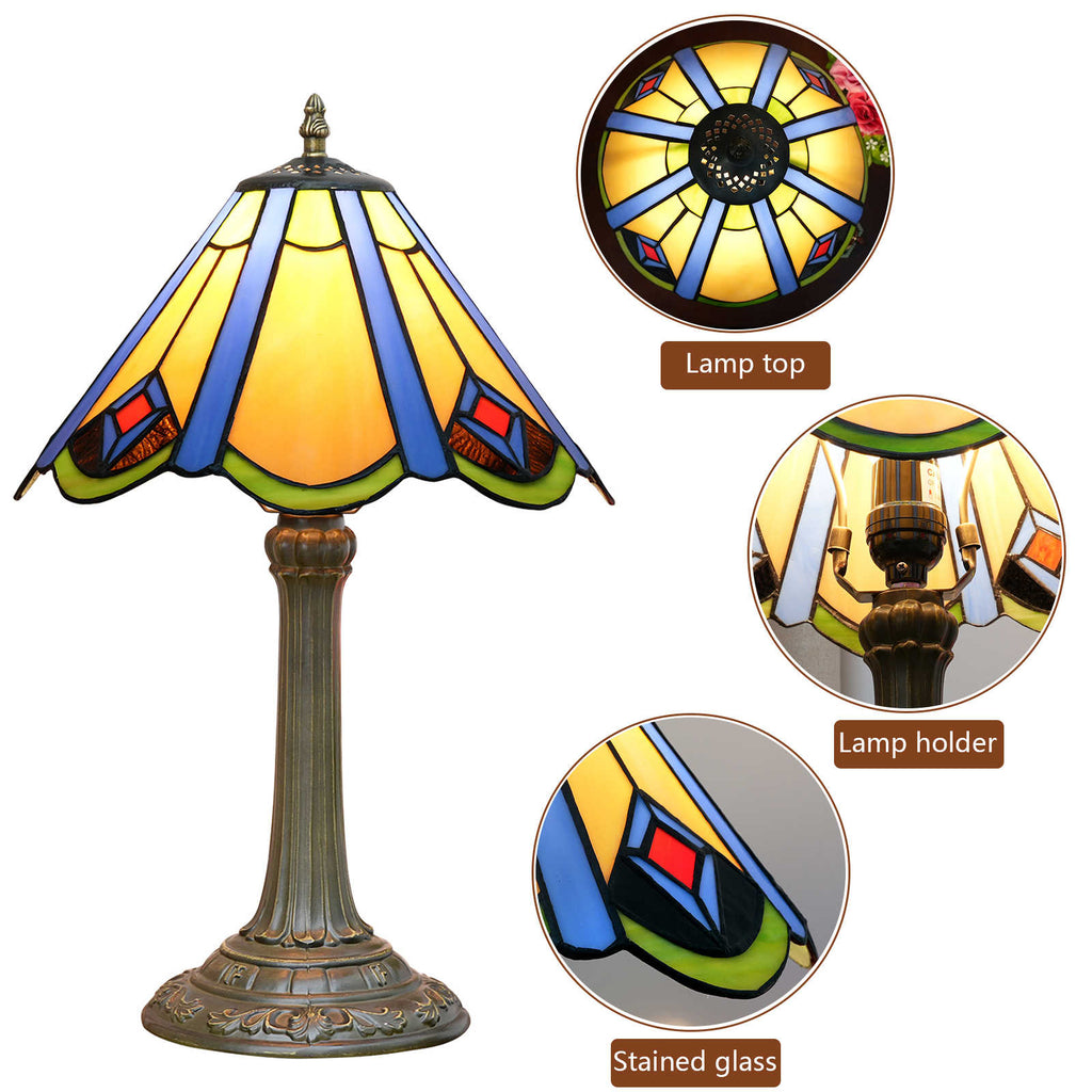 Tiffany Glass and Antique Bronze Table Lamp