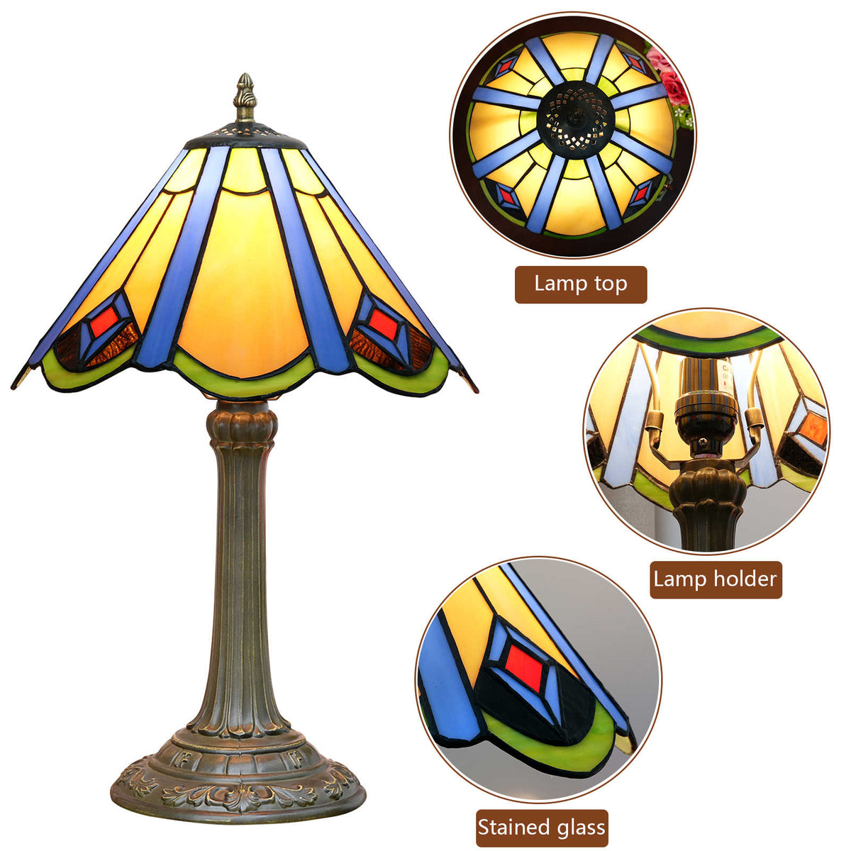 Tiffany Glass and Antique Bronze Table Lamp