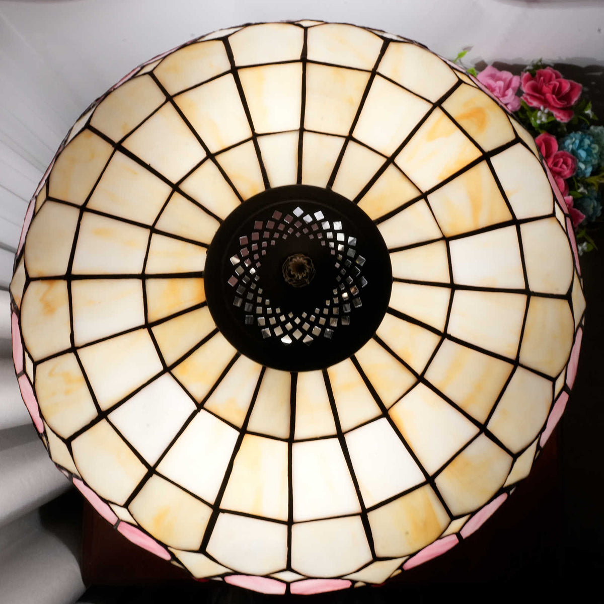 Tiffany Table Lamp in Pink Tinted Glass