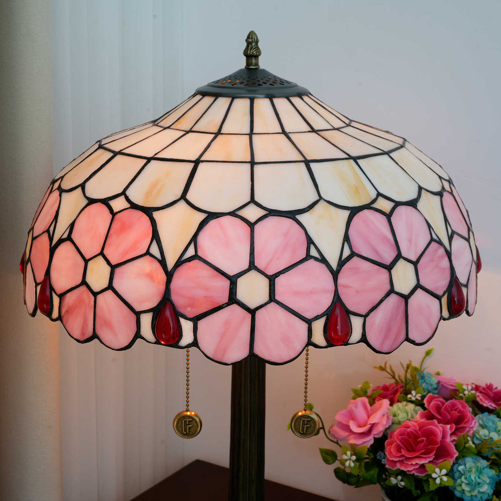 Tiffany Table Lamp in Pink Tinted Glass