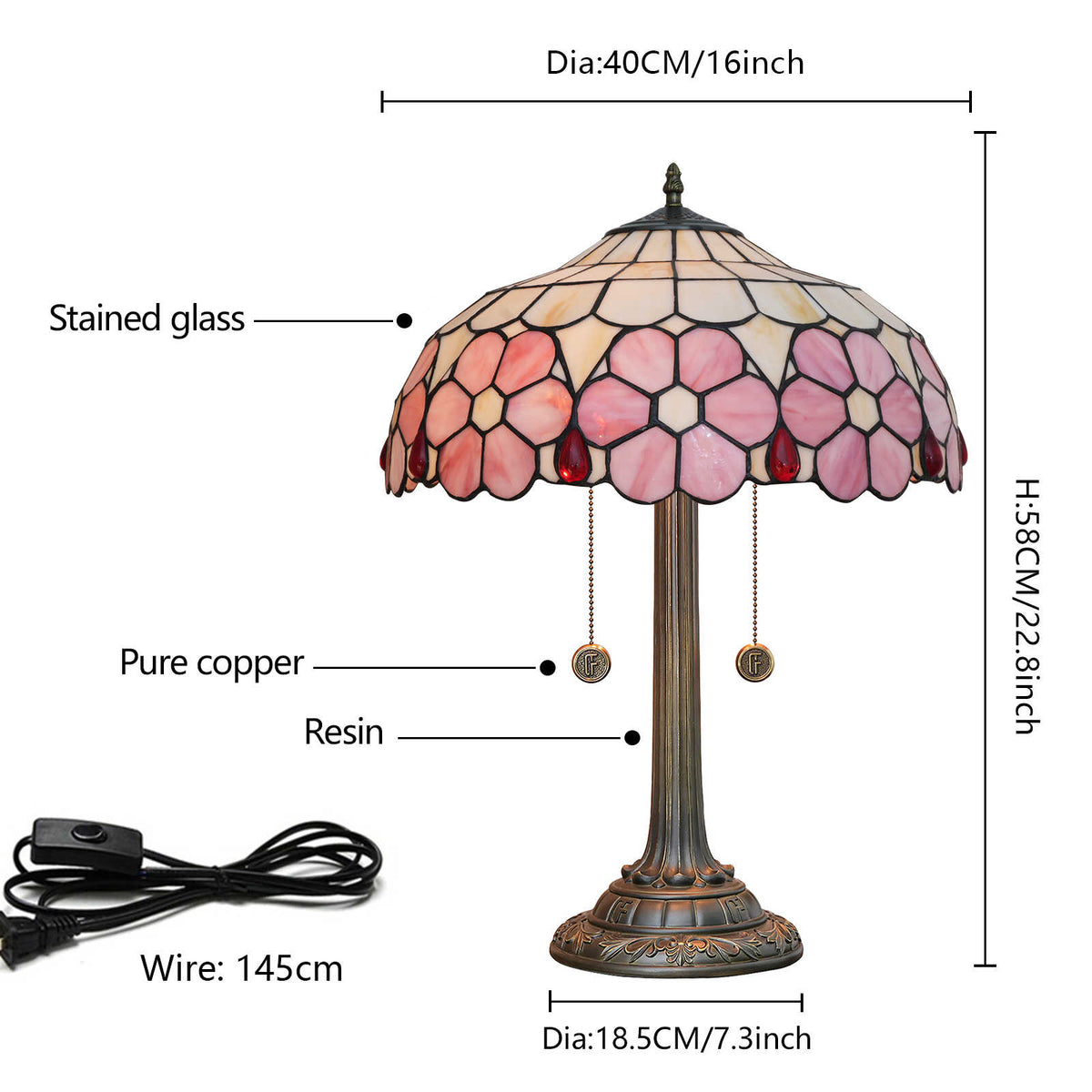 Tiffany Table Lamp in Pink Tinted Glass