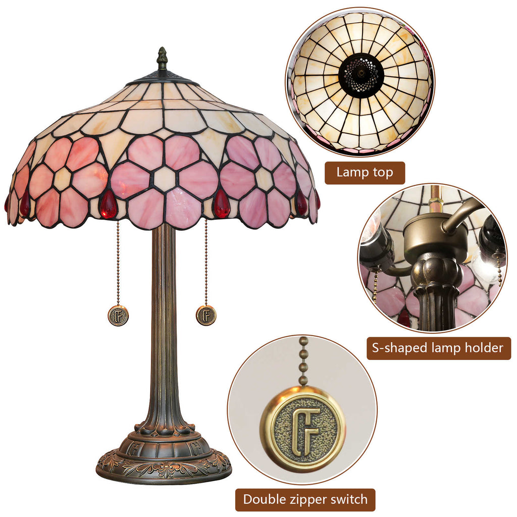 Tiffany Table Lamp in Pink Tinted Glass
