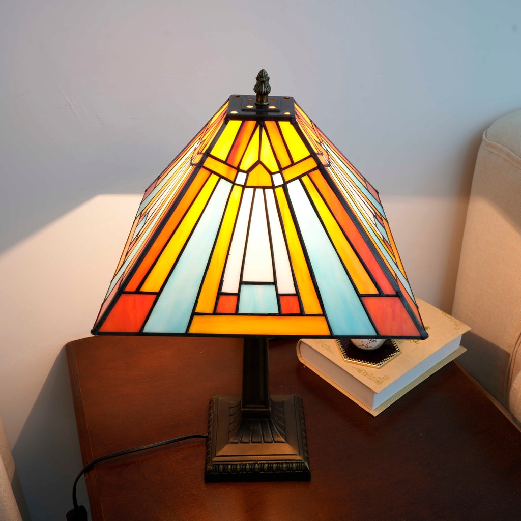 Tiffany Geometric Tinted Glass Table Lamp