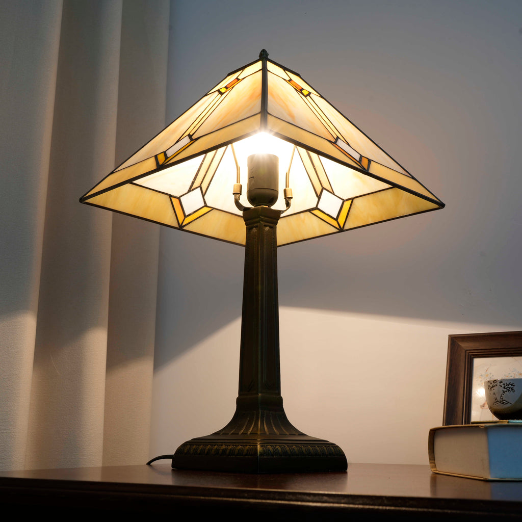 Amber Tiffany Style Tinted Glass Table Lamp