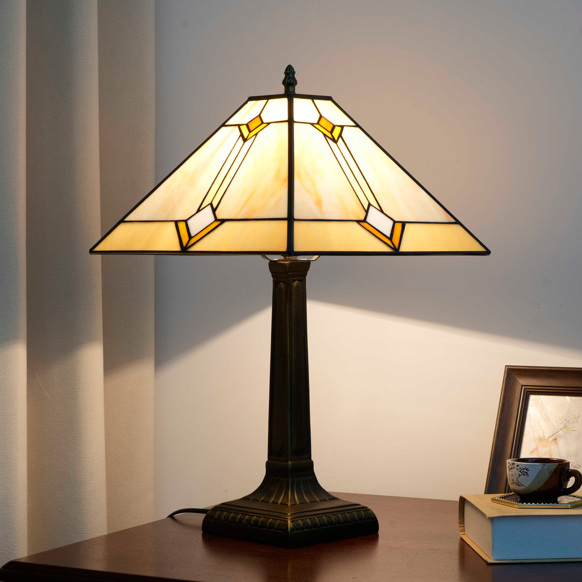 Amber Tiffany Style Tinted Glass Table Lamp