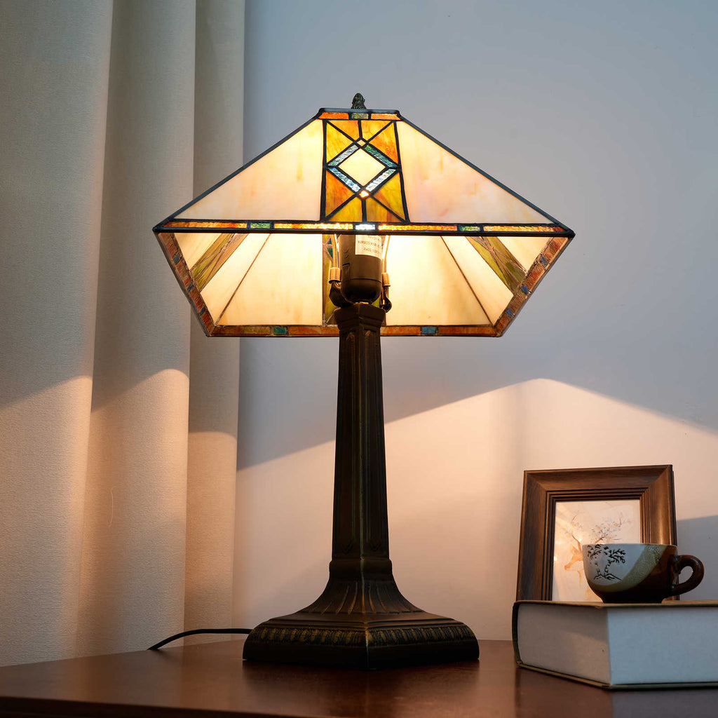 Geometric Stained Glass Tiffany Table Lamp