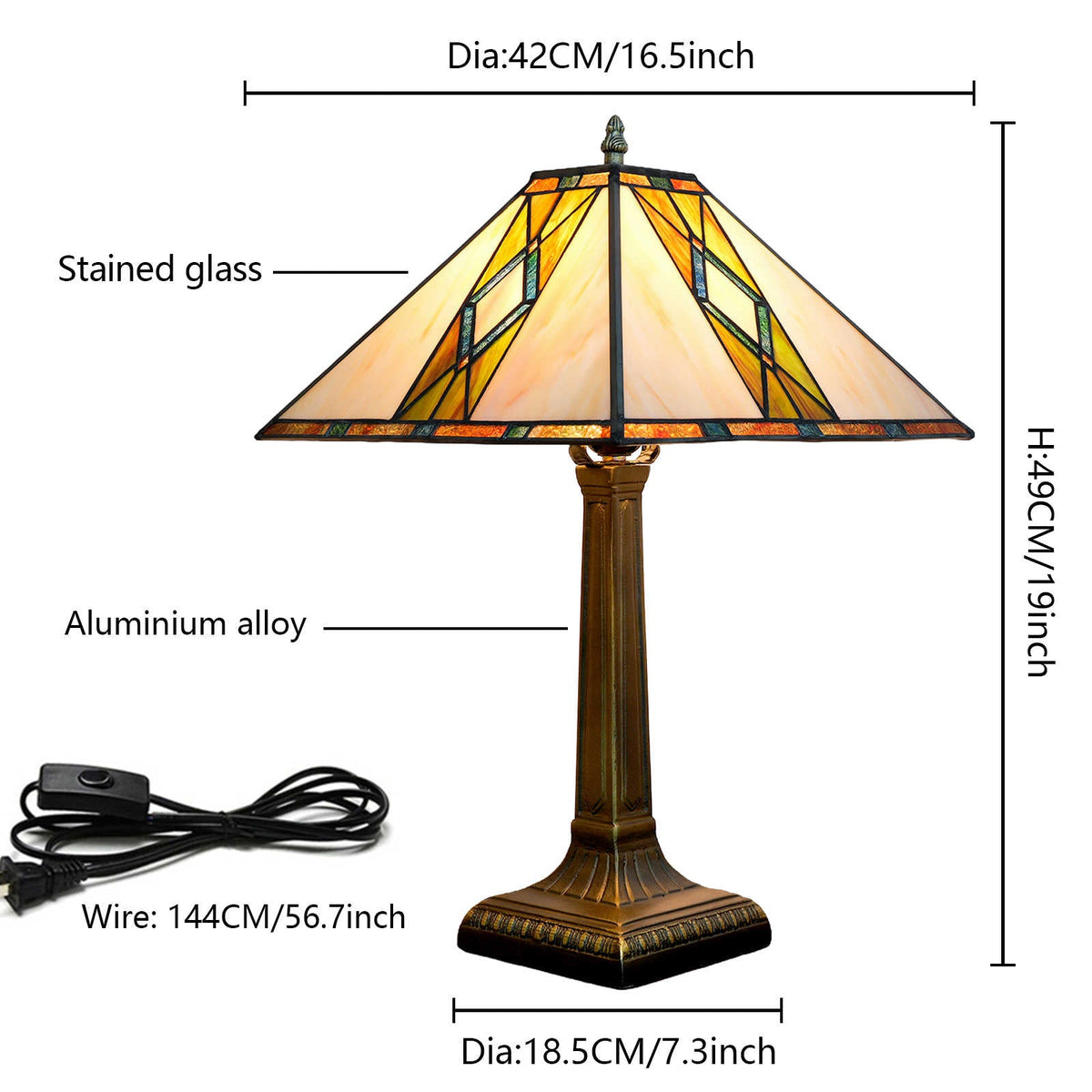 Geometric Stained Glass Tiffany Table Lamp