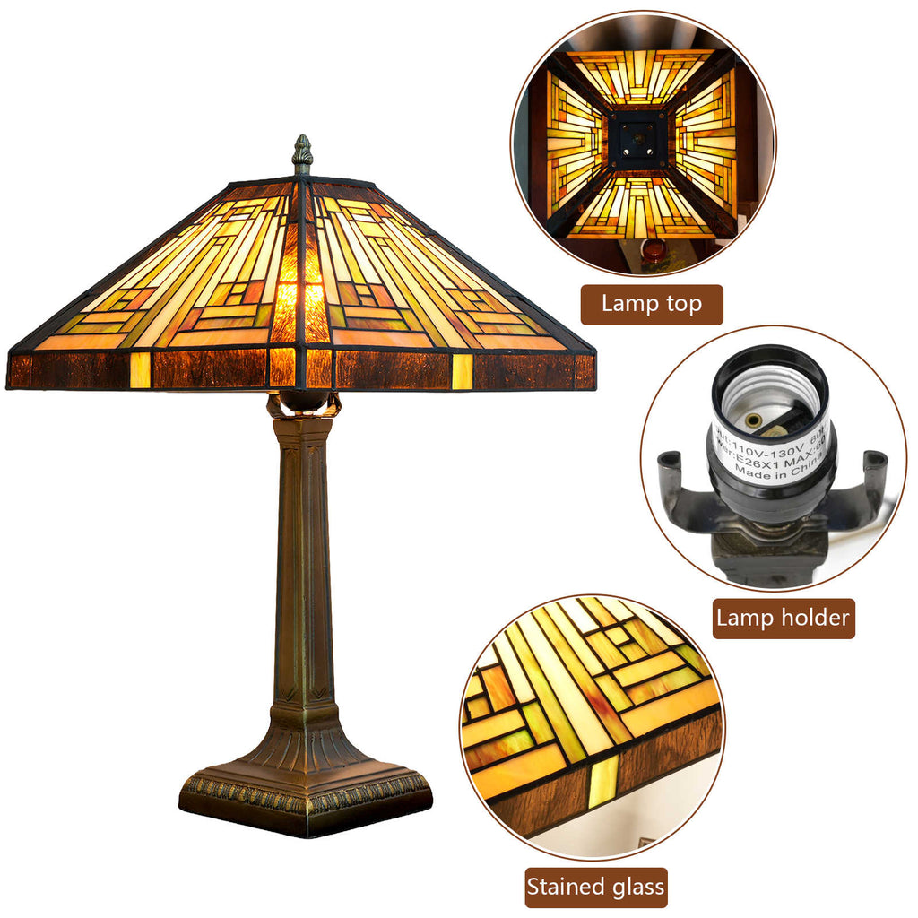 Geometric Tiffany Style Table Lamp in Stained Glass
