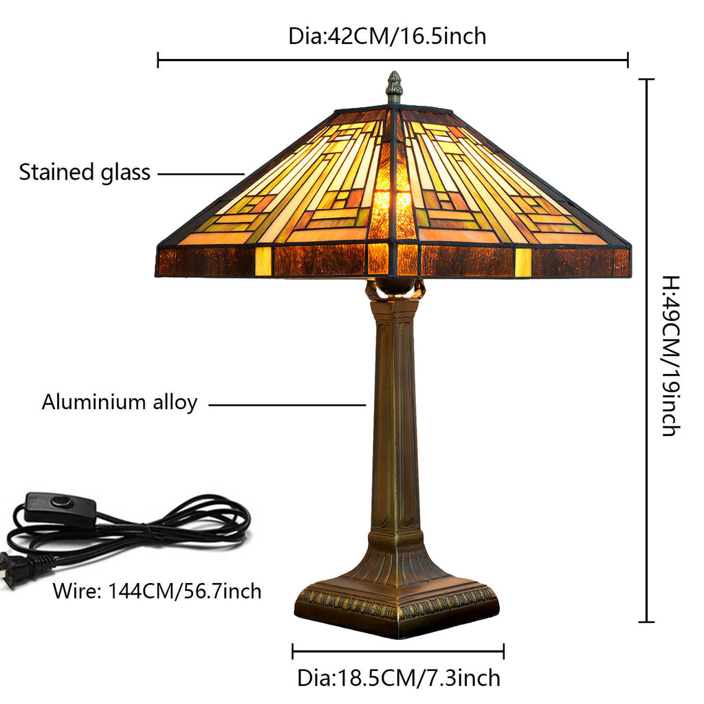 Geometric Tiffany Style Table Lamp in Stained Glass