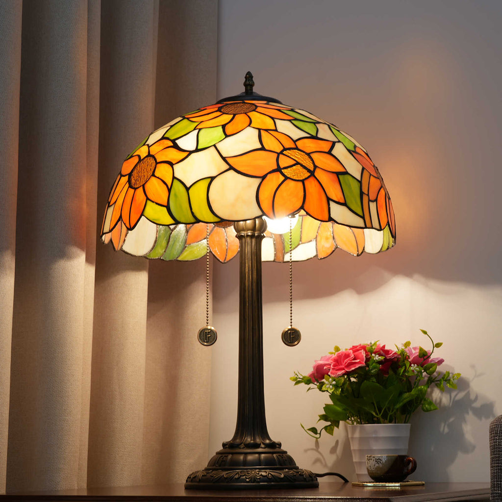 Sunflower Stained Glass Tiffany Style Table Lamp