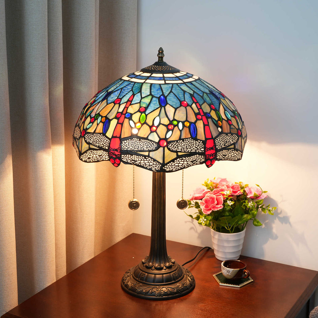 Dragonfly Stained Glass Tiffany Table Lamp
