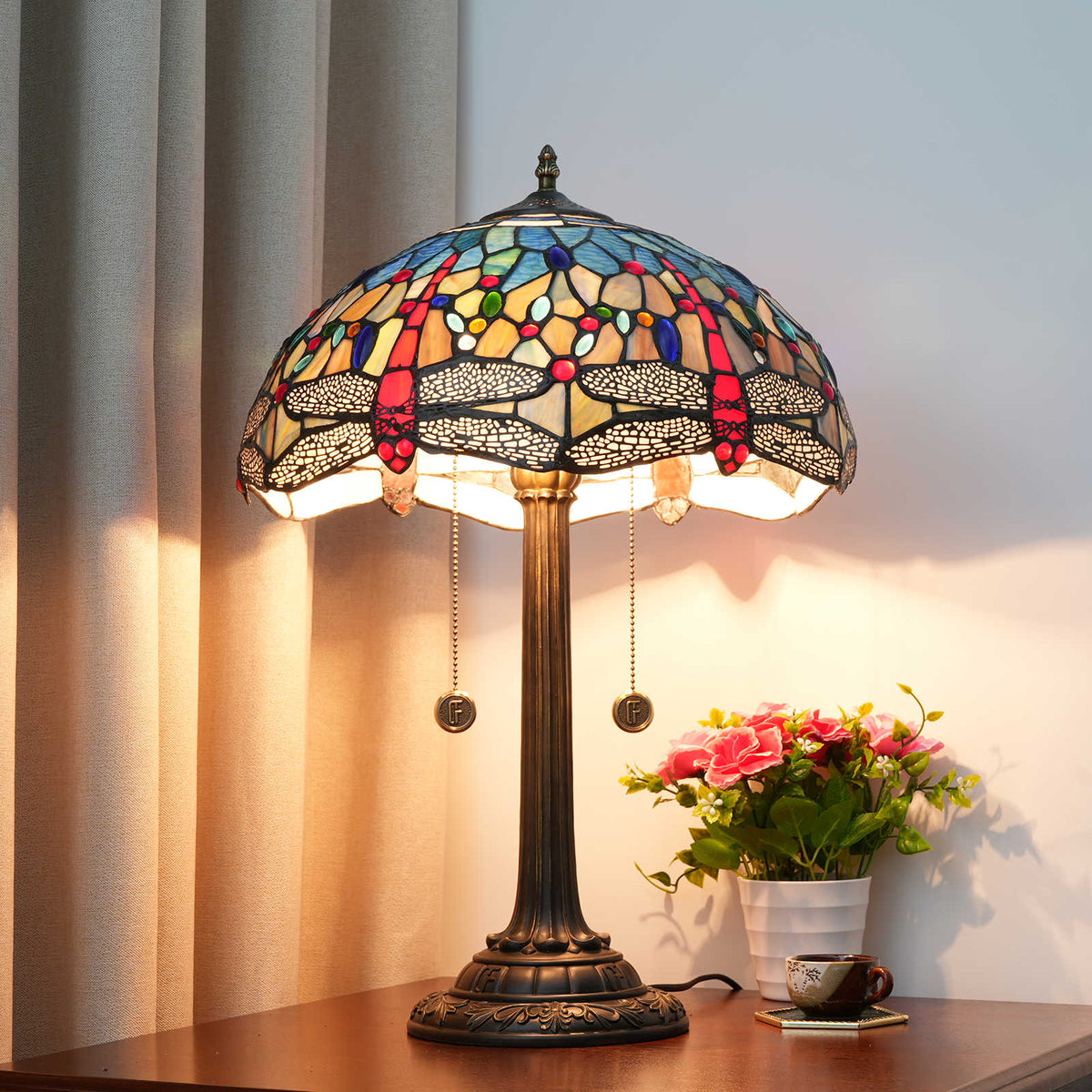 Dragonfly Stained Glass Tiffany Table Lamp