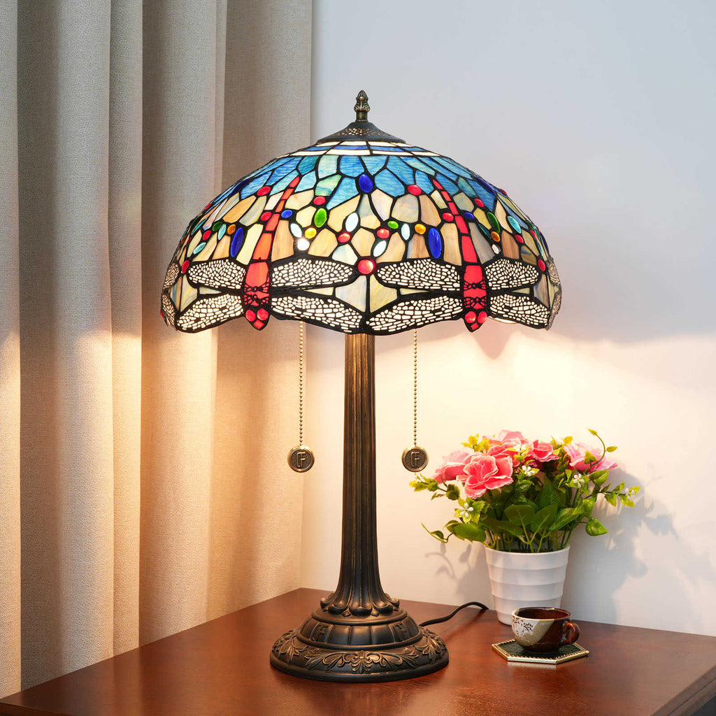 Dragonfly Stained Glass Tiffany Table Lamp