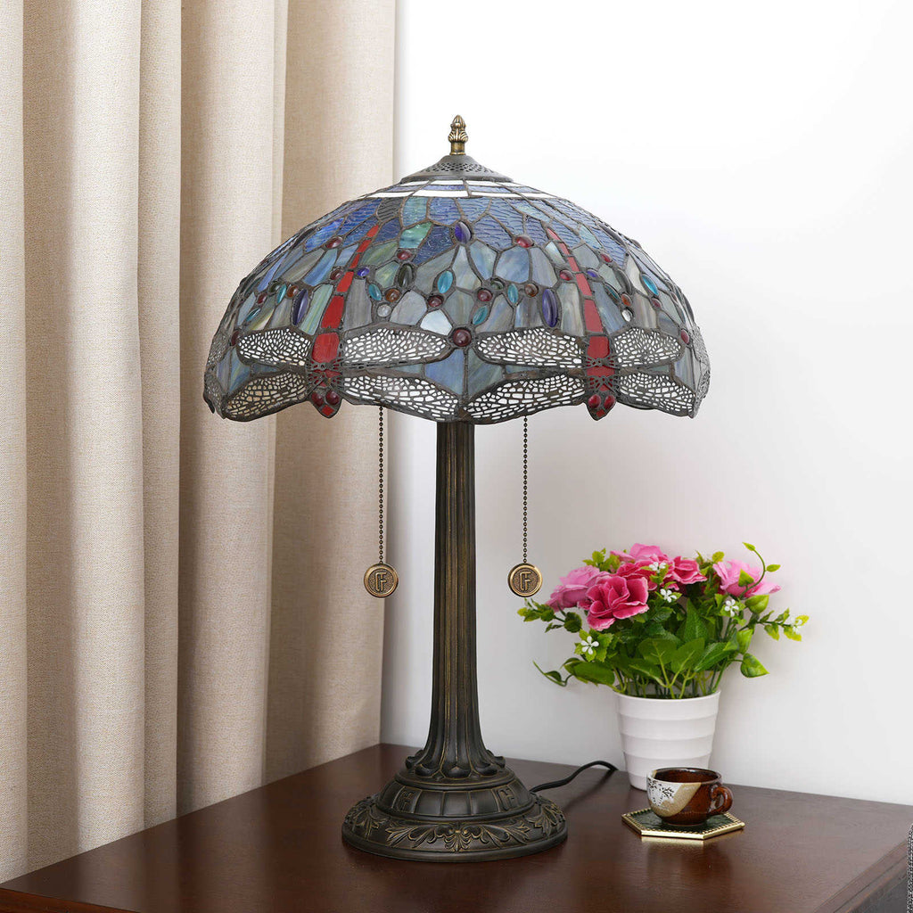 Dragonfly Stained Glass Tiffany Table Lamp