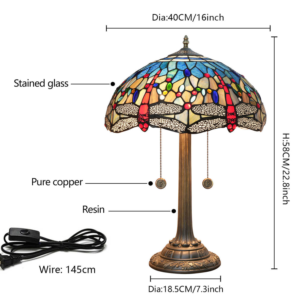 Dragonfly Stained Glass Tiffany Table Lamp