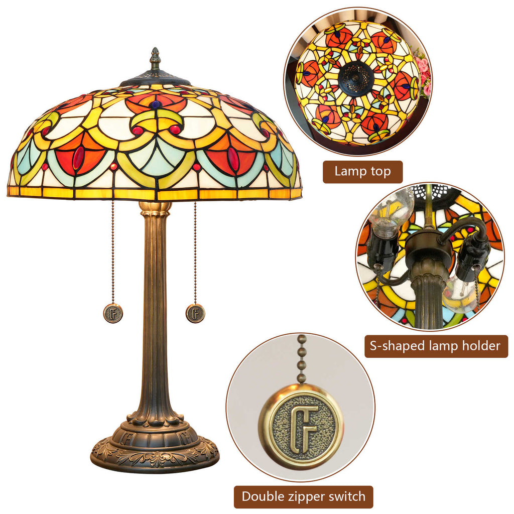 Tiffany Table Lamp in Multicolored Glass and Bronze