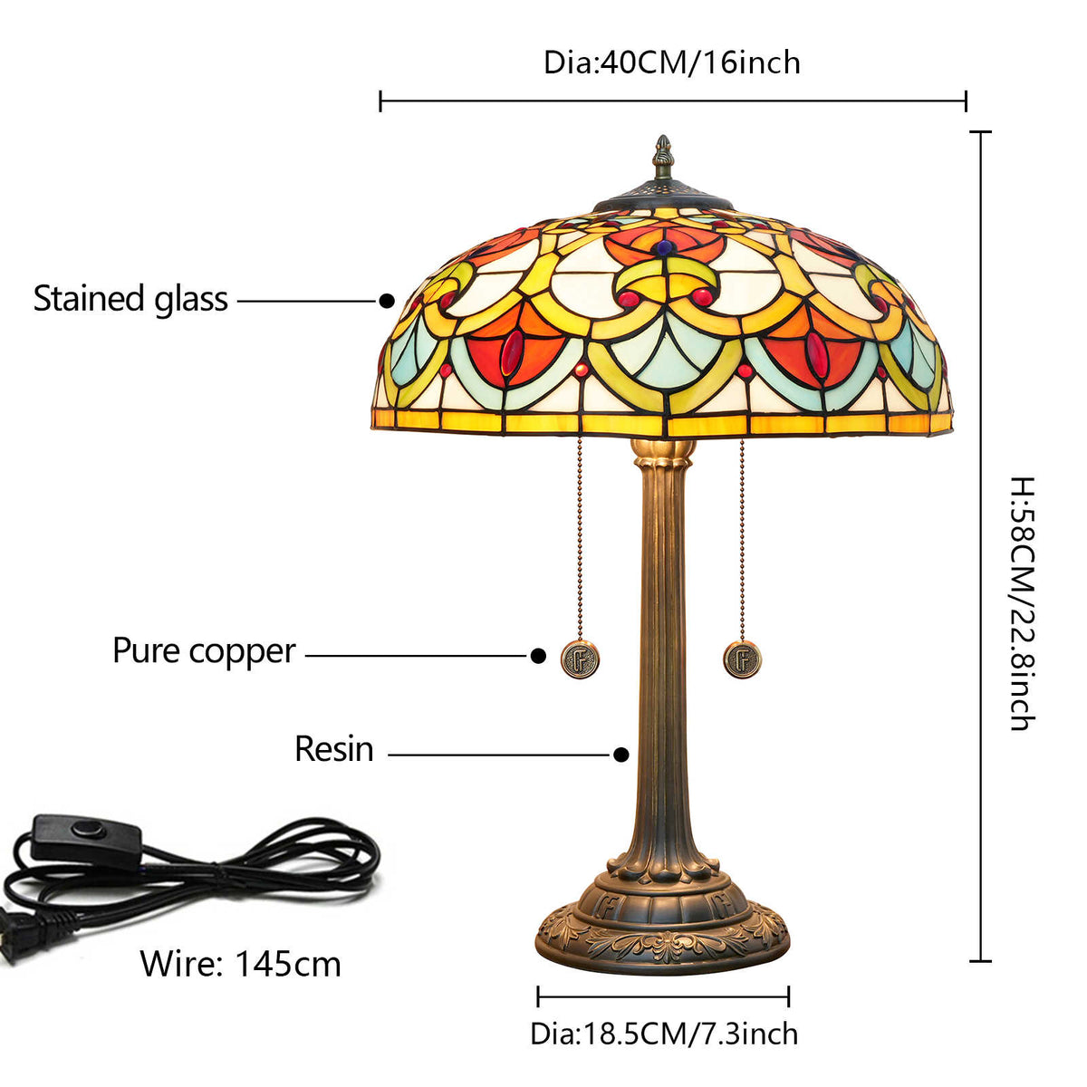 Tiffany Table Lamp in Multicolored Glass and Bronze