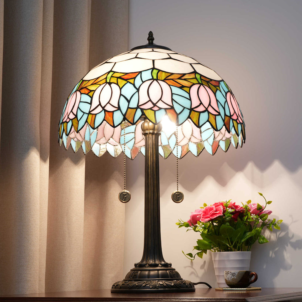 Tiffany Style Floral Stained Glass Table Lamp