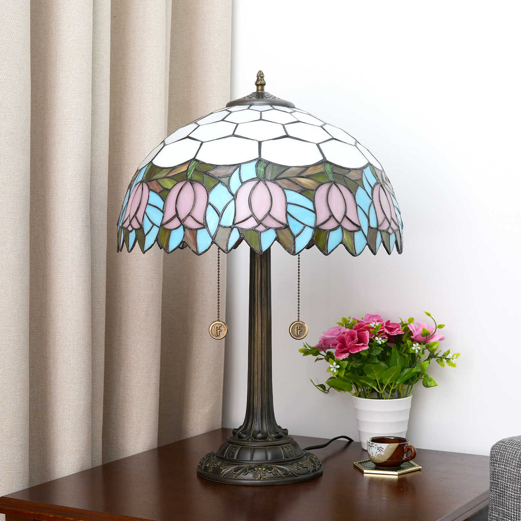Tiffany Style Floral Stained Glass Table Lamp