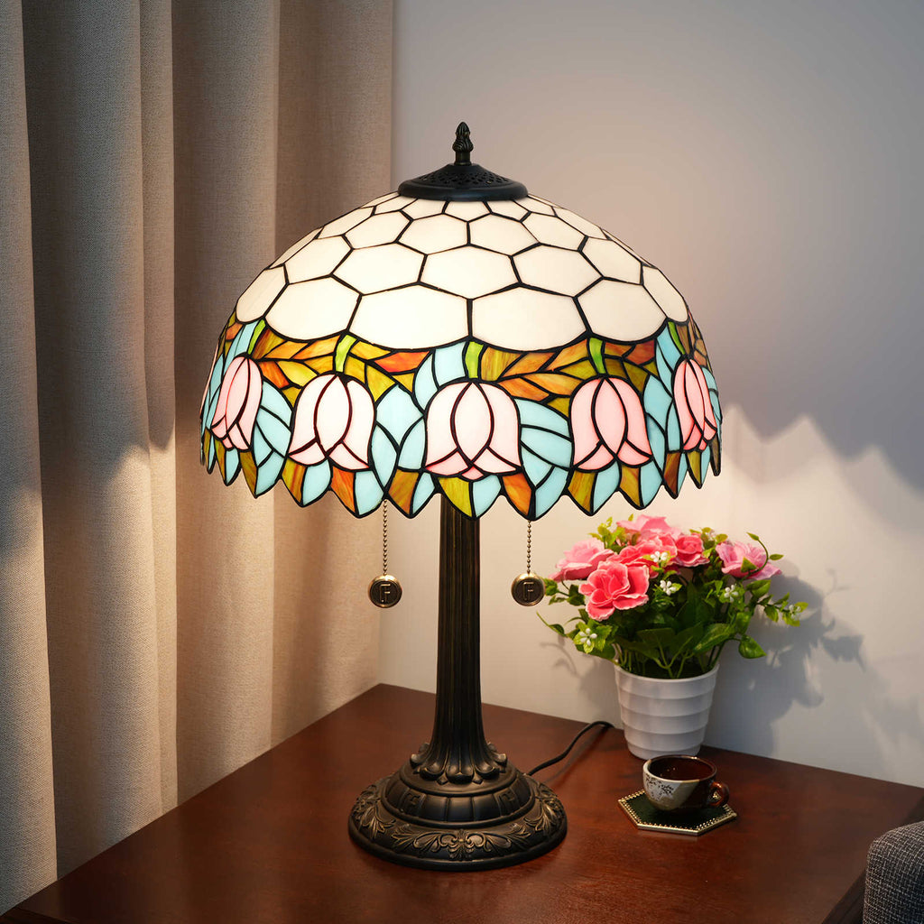 Tiffany Style Floral Stained Glass Table Lamp