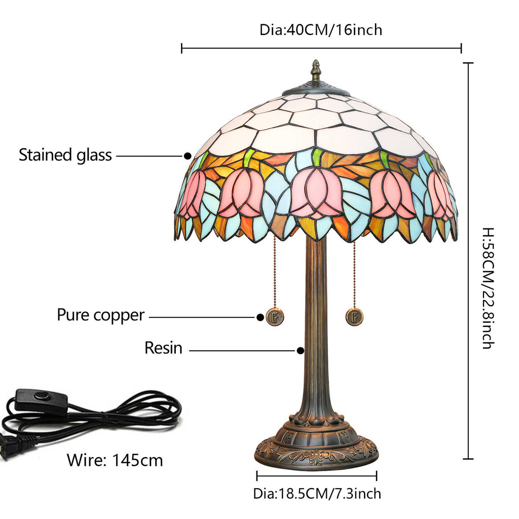 Tiffany Style Floral Stained Glass Table Lamp