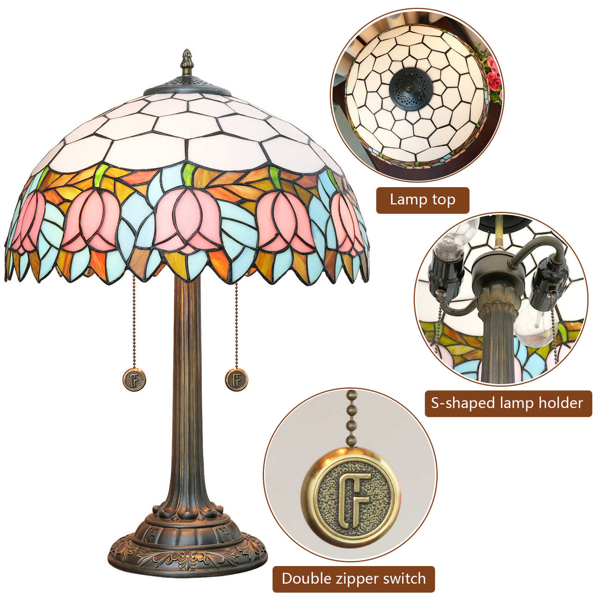 Tiffany Style Floral Stained Glass Table Lamp