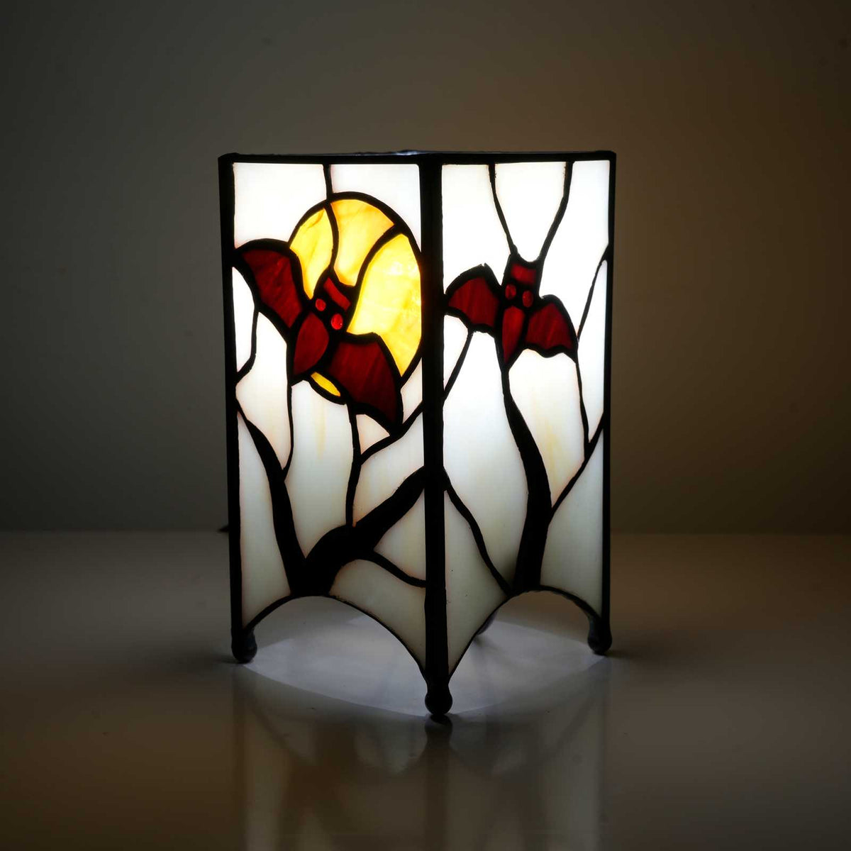Bat and Moon Stained Glass Bedside Lamp