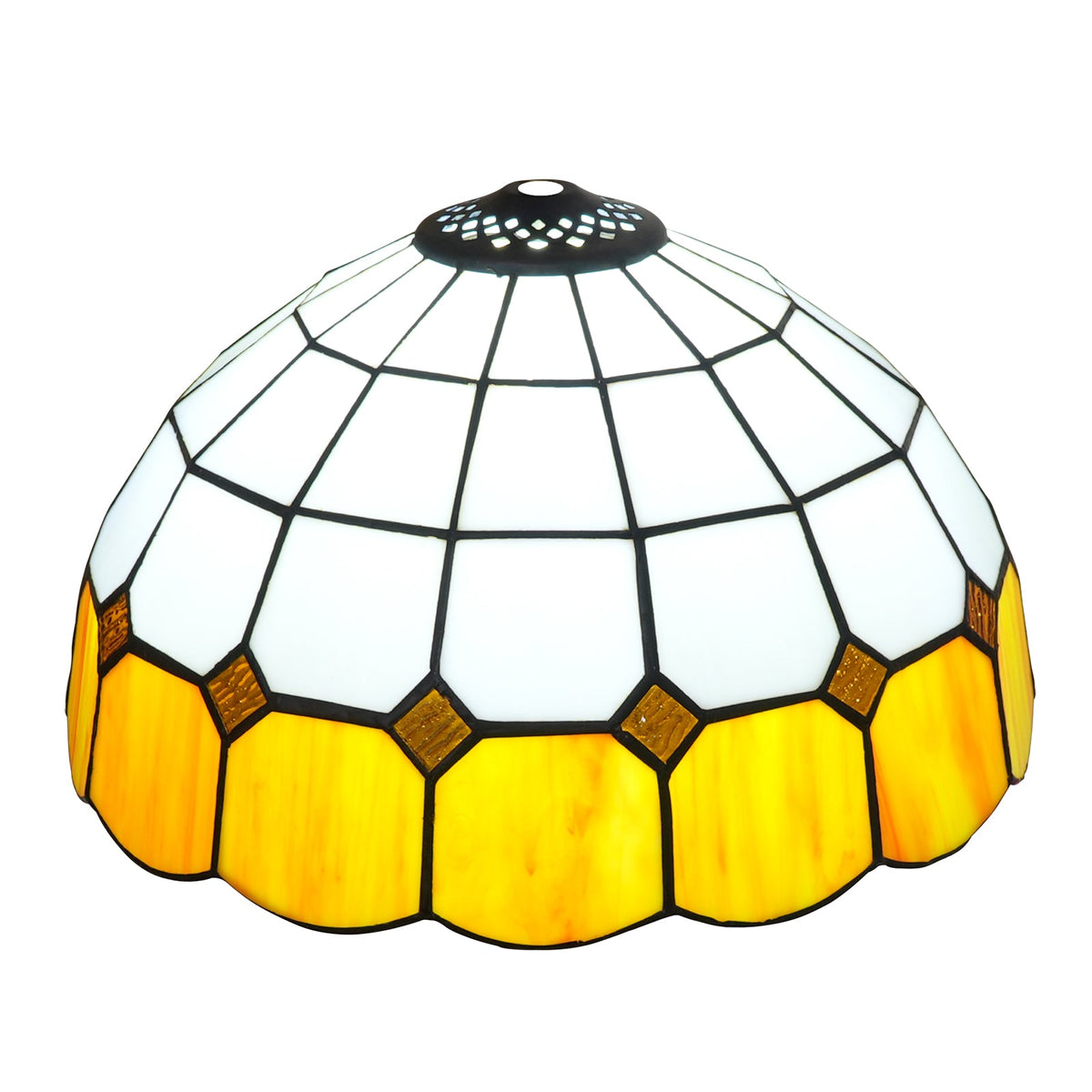 Amber and White Tiffany Glass Lampshade