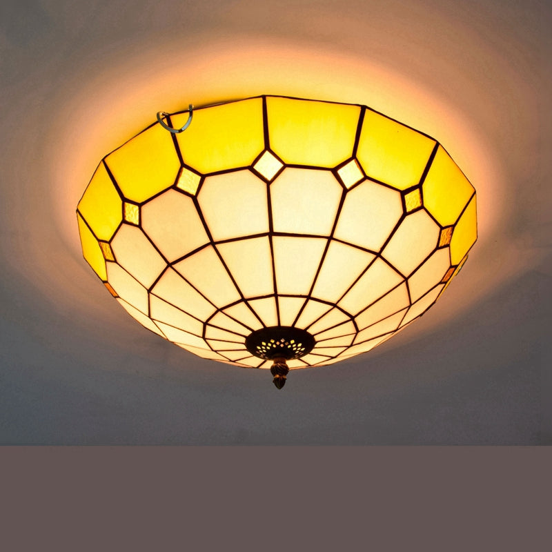Amber Geometric Tinted Glass Dome Ceiling Light