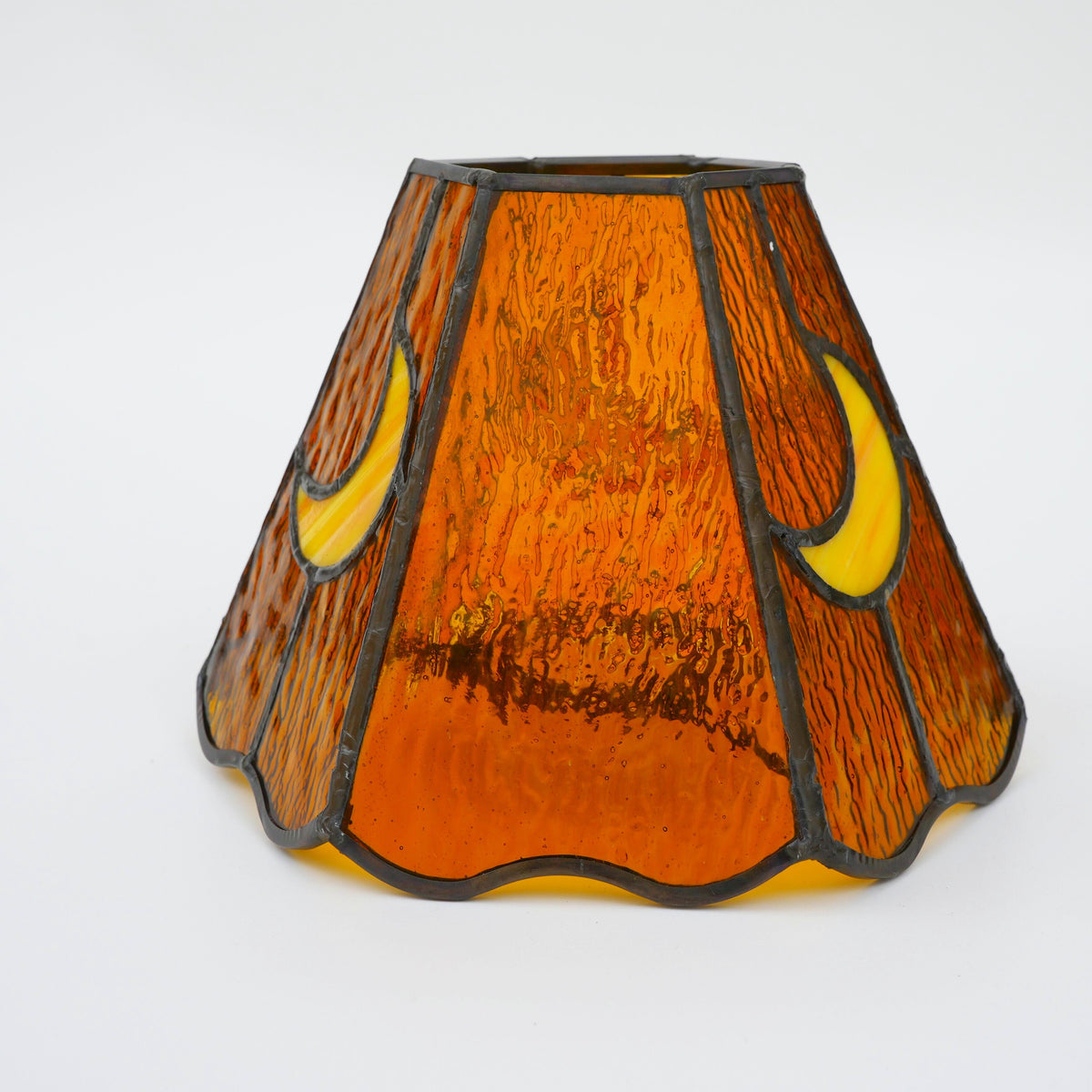 Amber Stained Glass Lampshade with Lunar Motifs