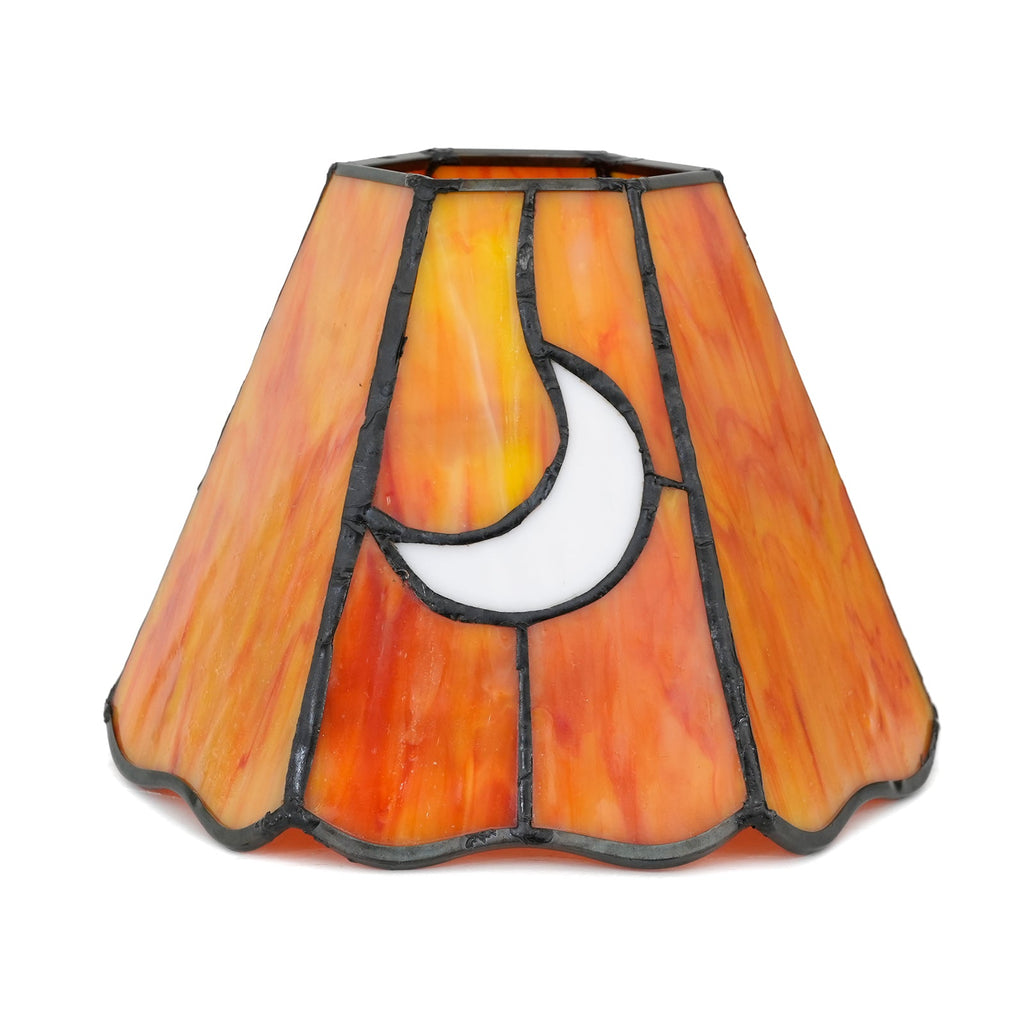 Amber Tiffany Glass Lampshade with Crescent Moon