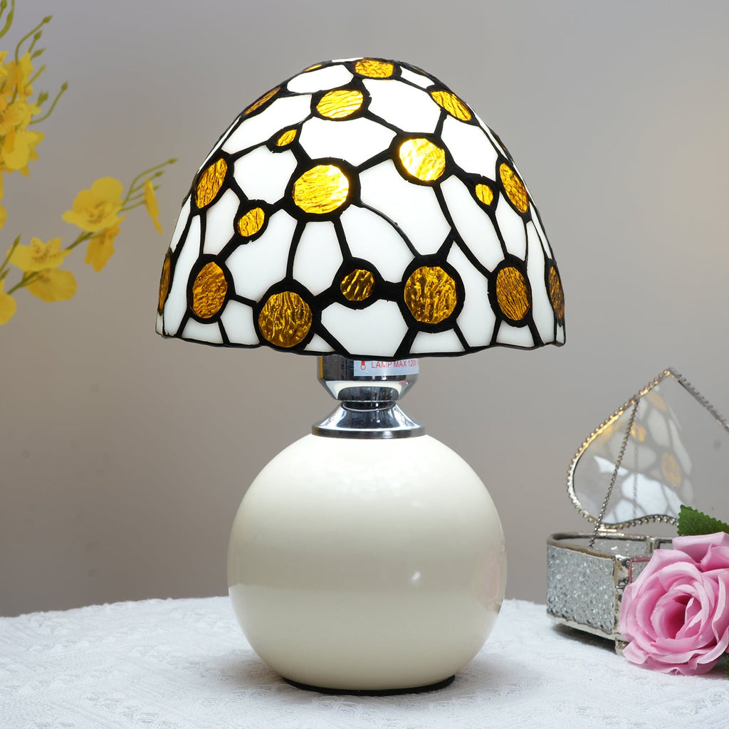 Amber Tiffany Style Stained Glass Table Lamp