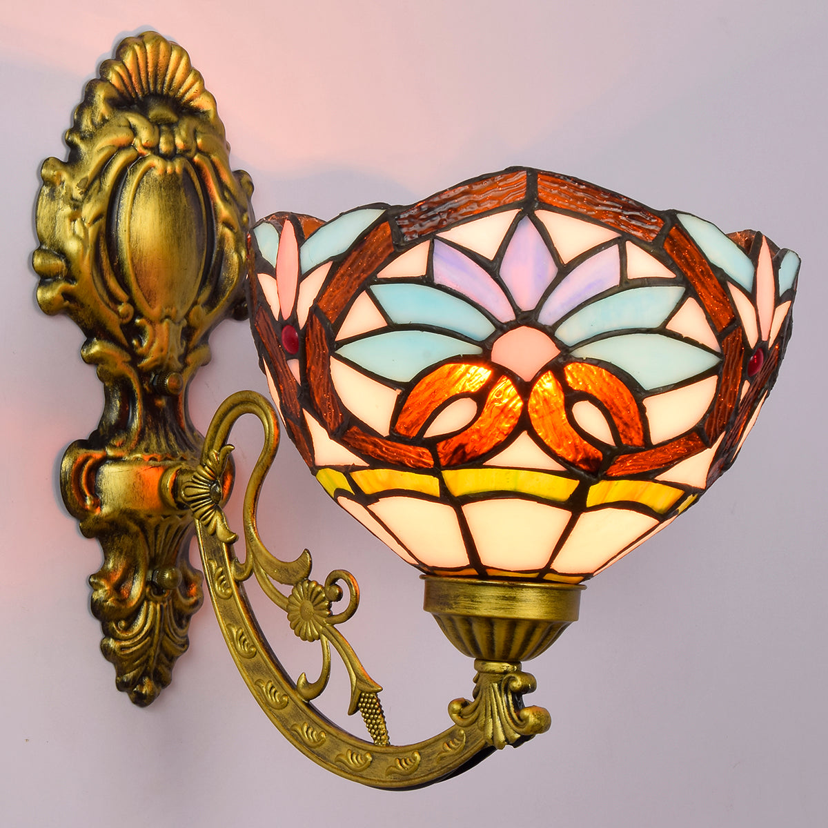 Antique Bronze Tiffany Style Wall Sconce