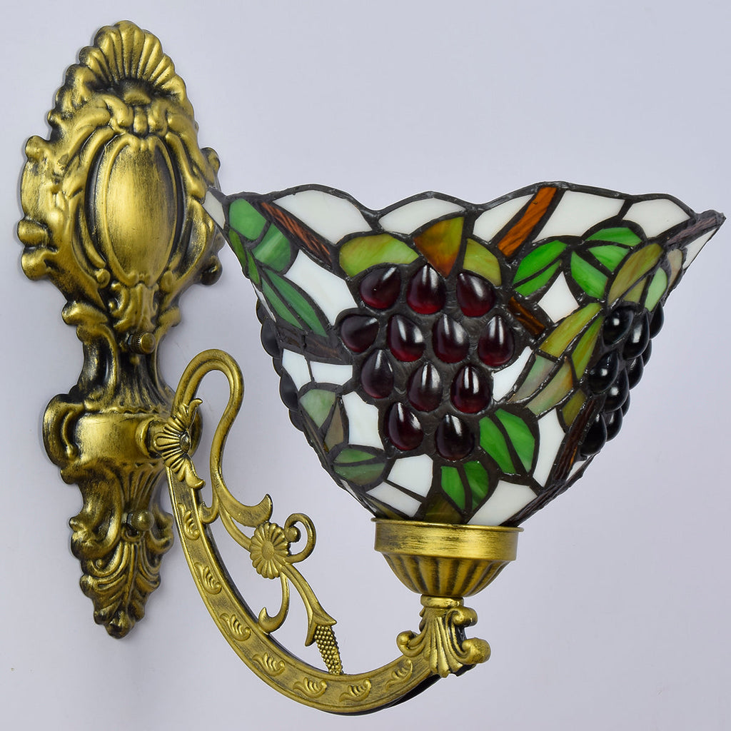 Antique Gold Tinted Glass Grape Tiffany Wall Sconce