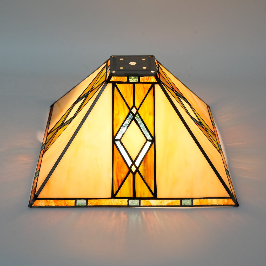Art Deco ceiling light in amber-tinted glass