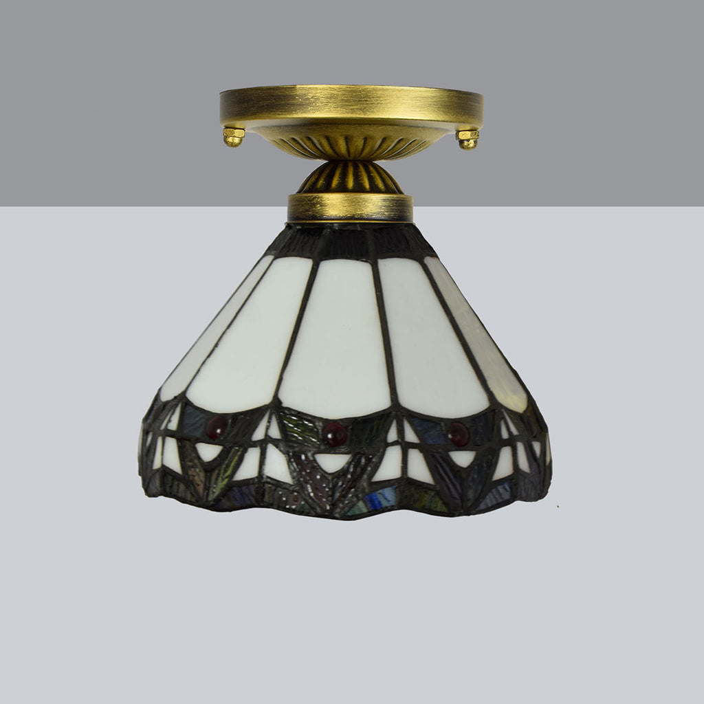 Art Deco Conical Ceiling Light in Tinted Glass