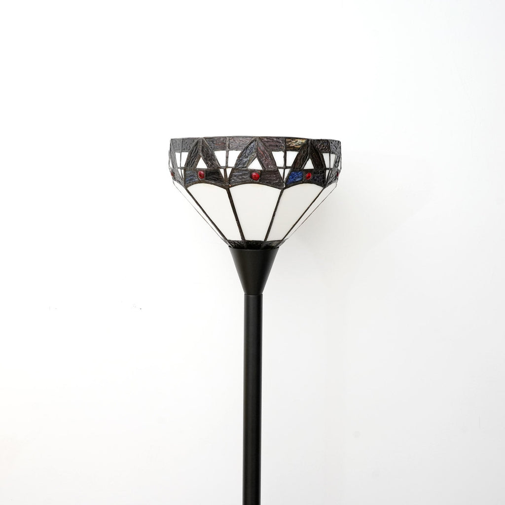Art Deco Floor Lamp in Geometric Stained Glass