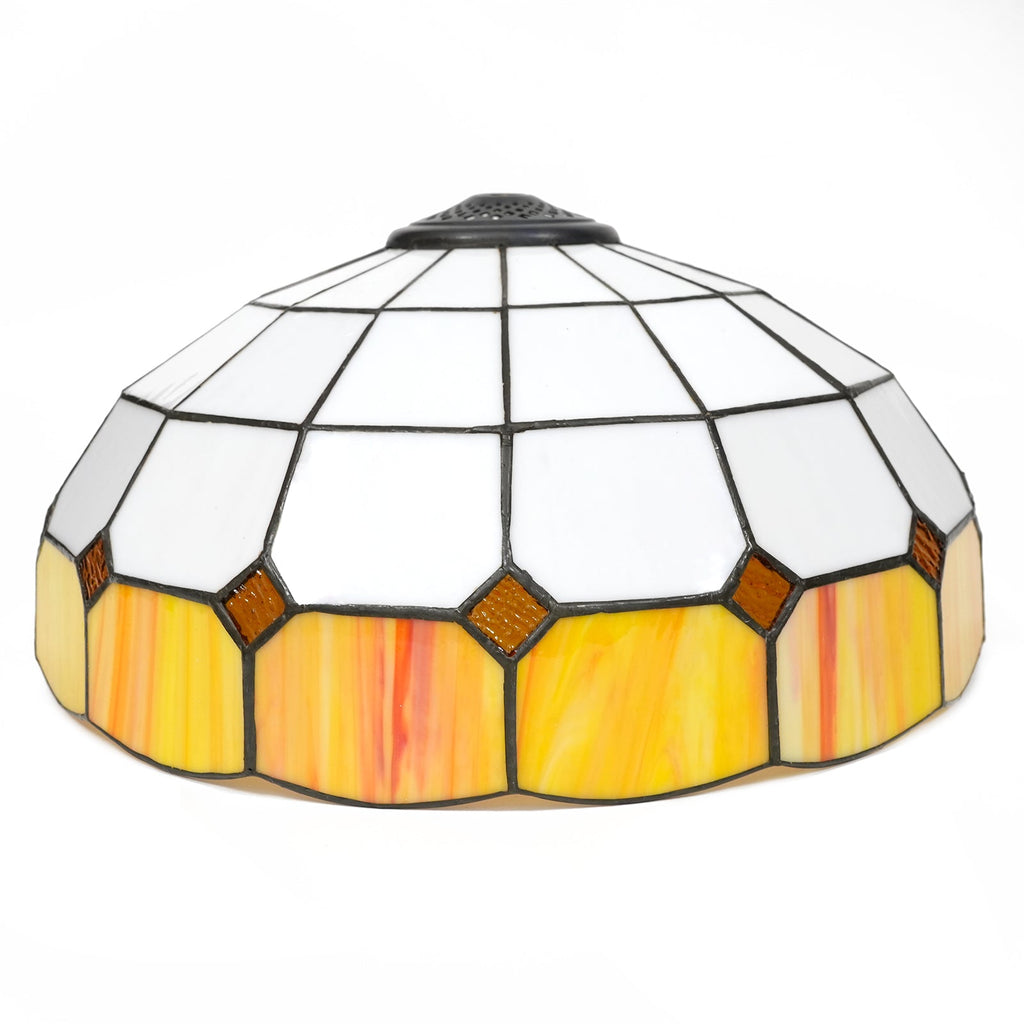 Art Deco White and Orange-Yellow Tinted Glass Lampshade