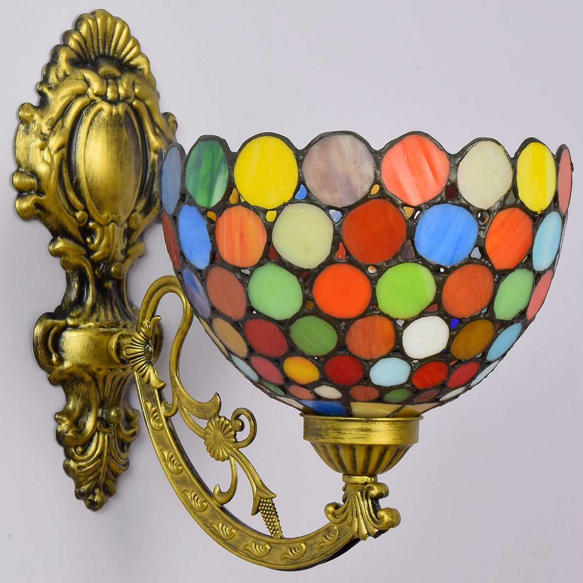 Art Nouveau Multicolor Mosaic Glass Wall Sconce